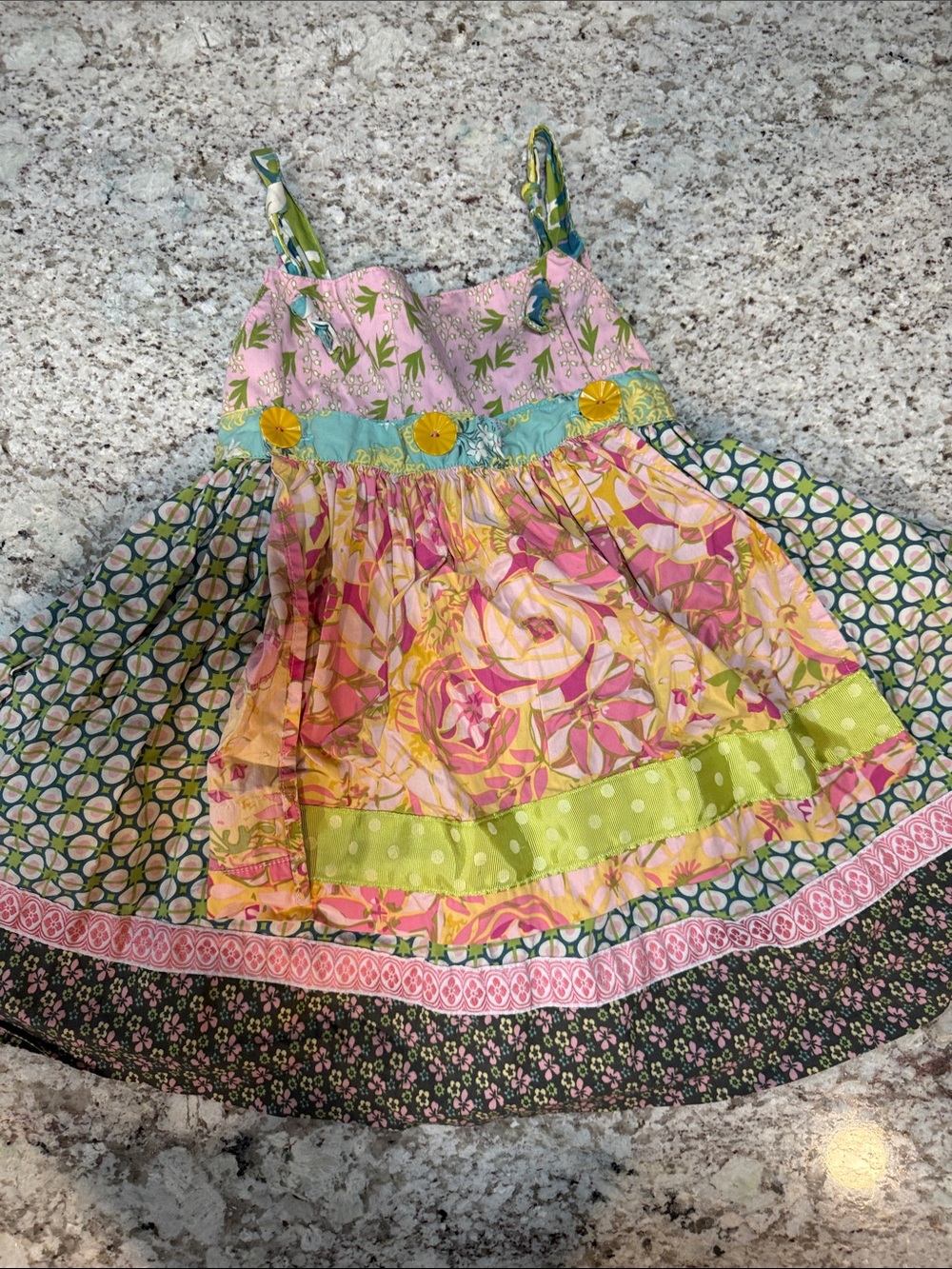 Matilda Jane Pink, Green & Yellow Patchwork Sundress